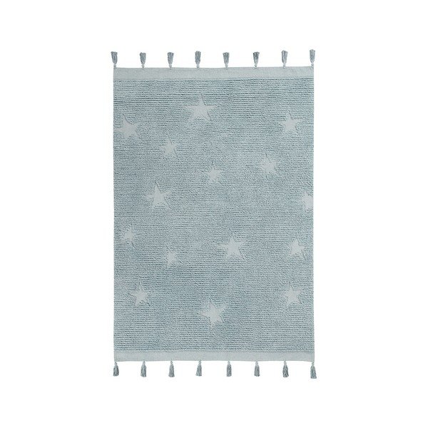 Niebieski bawełniany dywan dziecięcy tkany ręcznie odpowiedni do prania 120x175 cm Hippy Stars Aqua – Lorena Canals