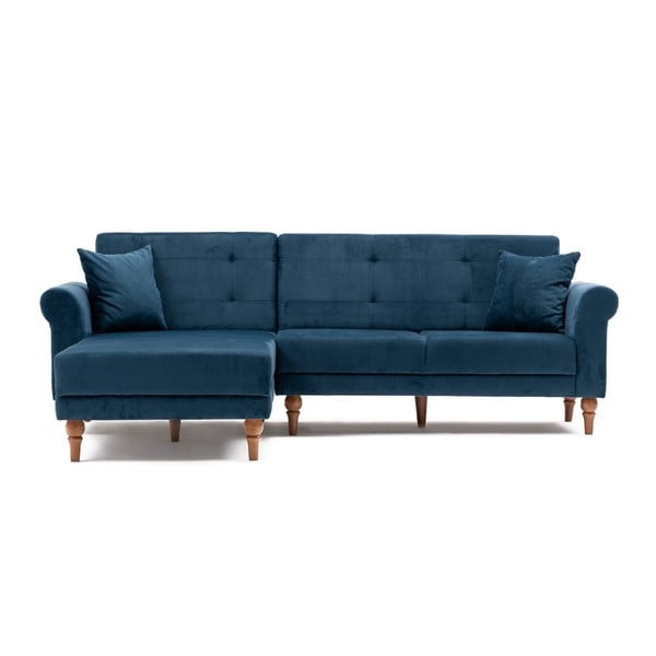 Ciemnoniebieska sofa rozkładana Madona, lewostronny