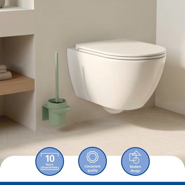 Zielona plastikowa szczotka do WC z mocowaniem Turbo-loc bez wiercenia Lizan – Wenko-image-1