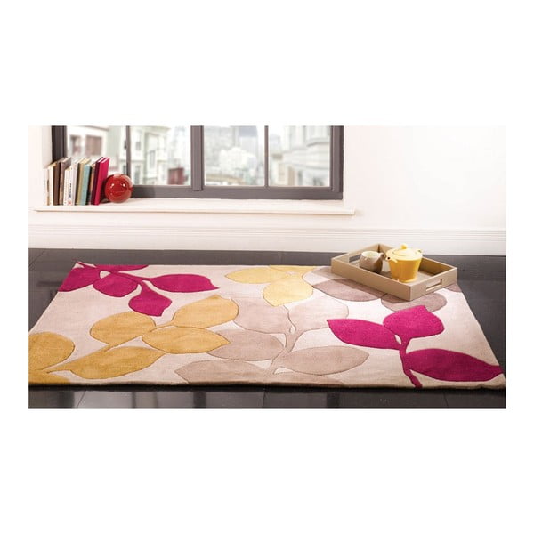 Dywan Stencil Leaf Fuchsia, 80x150 cm-image-1