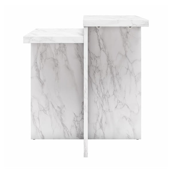 Biały stolik w dekorze marmuru 56x56 cm Brielle – CosmoLiving by Cosmopolitan-image-2