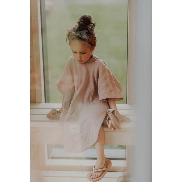 Różowe muślinowe poncho dziecięce rozmiar M – Malomi Kids-image-2