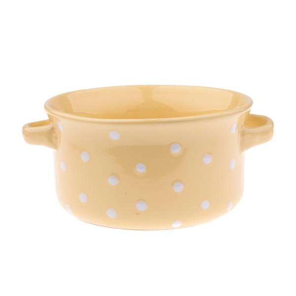 Żółta ceramiczna miska w kropki Dakls, obj. 0,5 l