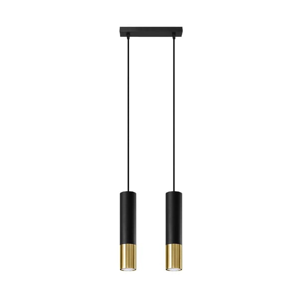 Czarno-złota lampa wisząca z metalowym kloszem 30x6 cm Longbot – Nice Lamps