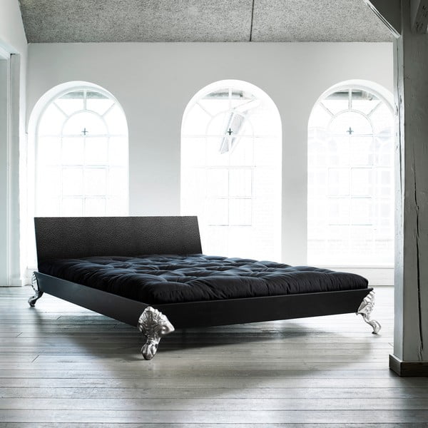 Łóżko Karup Eagle Black/Black Leather,  140x200 cm