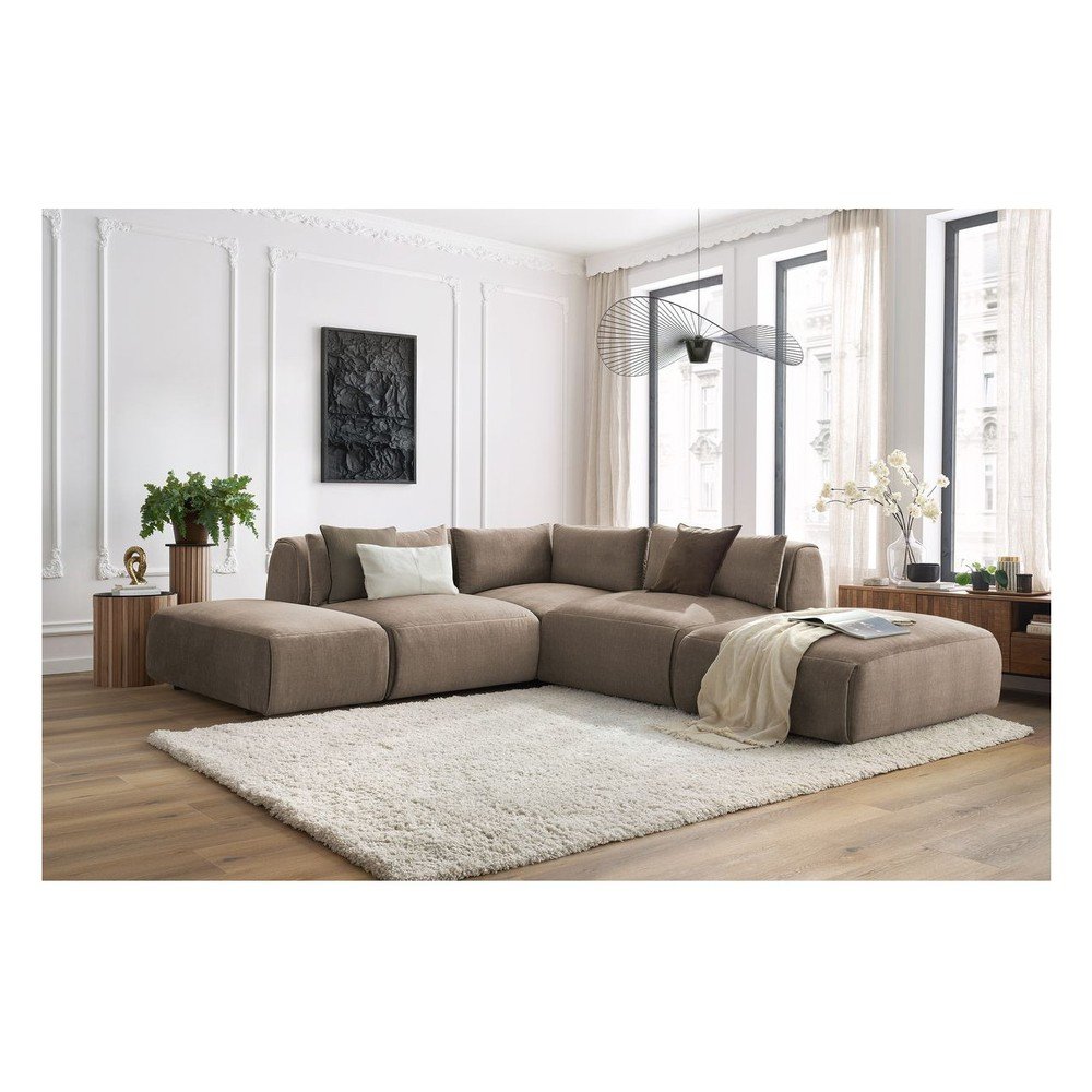 Szarobrązowy aksamitny narożnik modułowy Jeanne – Bobochic Paris (zdjęcie 8)