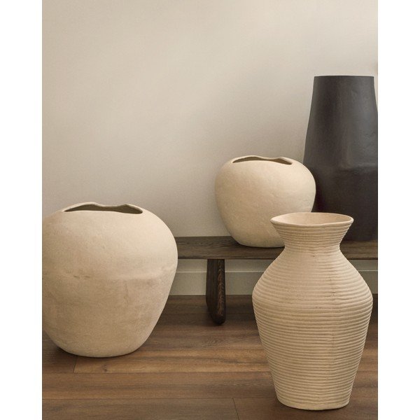 Kremowy wysoki wazon z papier mâché (wysokość 51 cm) Pria – Kave Home-image-1