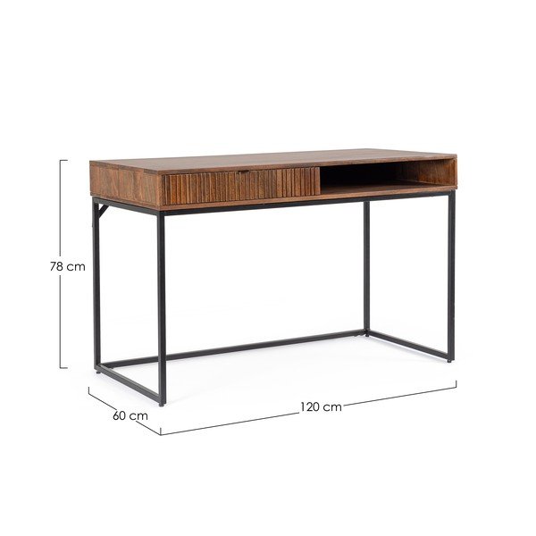 Biurko z blatem z drewna mango 60x120 cm Tadita – Bizzotto-image-4