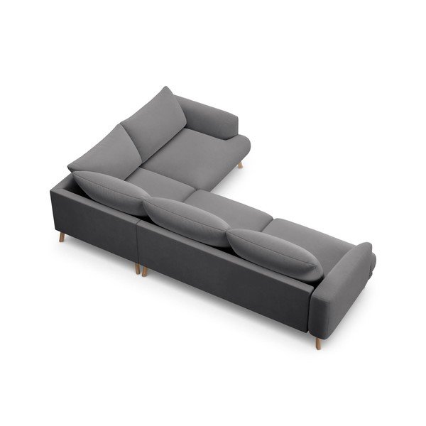 Szary aksamitny narożnik (prawostronny/w kształcie litery L) Naomi – Micadoni -image-3