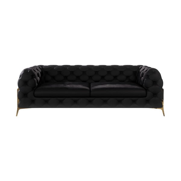Czarna aksamitna sofa 225 cm Chelsea Bis – Ropez