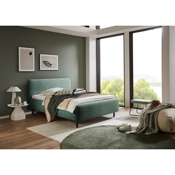 Ciemnozielone tapicerowane łóżko dwuosobowe bez stelaża 180x200 cm Primo – Meise Möbel-image-1