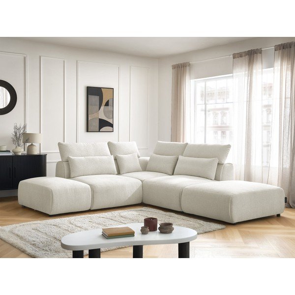 Biały częściowo rozkładany narożnik modułowy Jana – Bobochic Paris-image-1