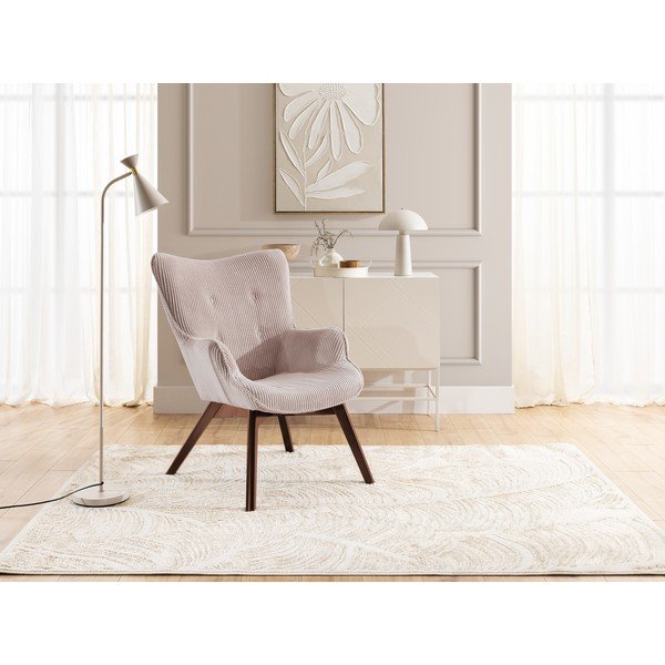 Jasnoróżowy sztruksowy fotel Niko – Ropez-image-4