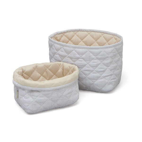 Jasnoniebieskie tekstylne dziecięce kosze na zabawki 2 szt. Classic Stripes Blue, Praline – Cam Cam Copenhagen