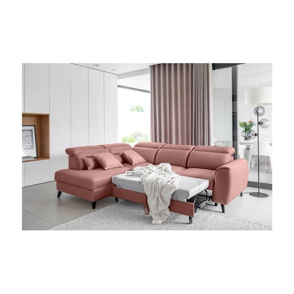 Różowy aksamitny rozkładany/ze schowkiem narożnik (lewostronny/w kształcie litery L) Noble – ELTAP-image-4