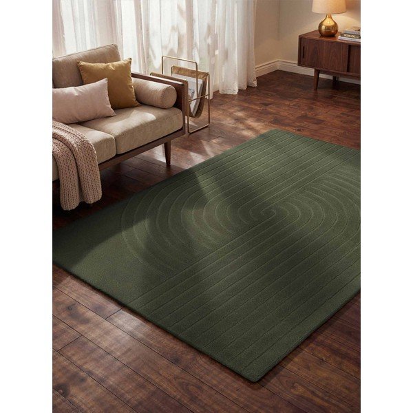 Ciemnozielony wełniany dywan tkany ręcznie 80x150 cm Arcura – Vikosa-image-1