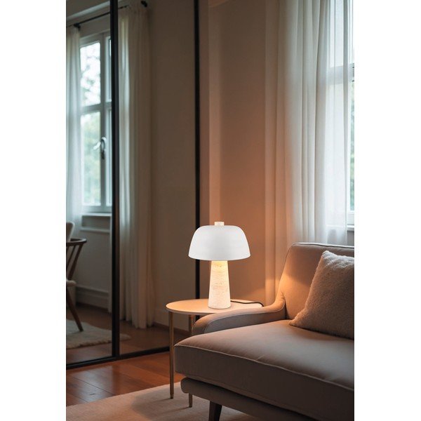 Biało-beżowa lampa stołowa z metalowym kloszem (wysokość 41 cm) Timba – Trio Select-image-1