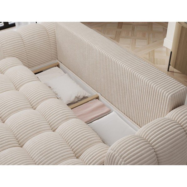 Beżowa sztruksowa rozkładana sofa 256 cm Cotonn – ELTAP-image-4