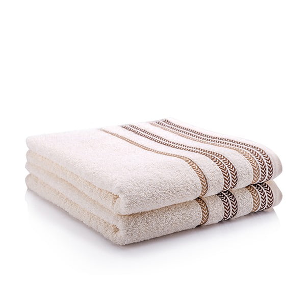 Komplet 2 ręczników Hugo Cream, 70x140 cm