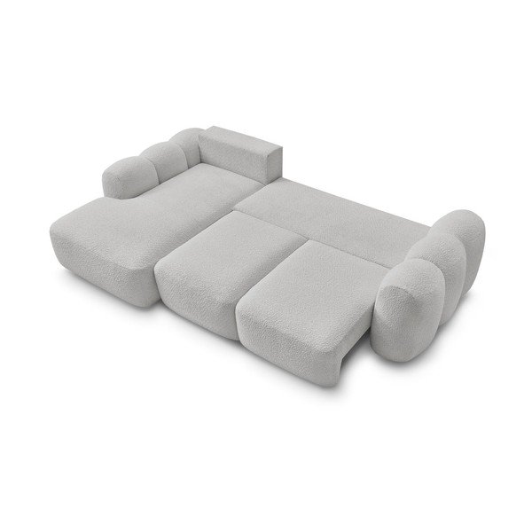 Jasnoszary rozkładany/ze schowkiem narożnik z materiału bouclé (lewostronny/z szezlongiem) Montaigne – Bobochic Paris-image-3