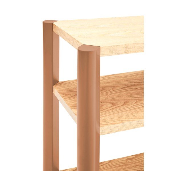 Ceglasty/w jasnym naturalnym kolorze regał w dekorze dębu 126x84x43 cm Bona – Teulat-image-3