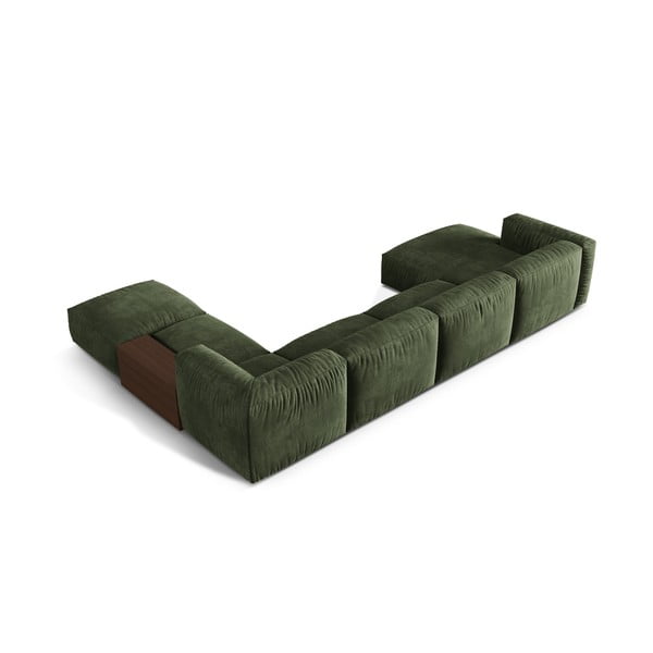 Zielony aksamitny narożnik modułowy (prawostronny/w kształcie litery U) Martina – Micadoni -image-2