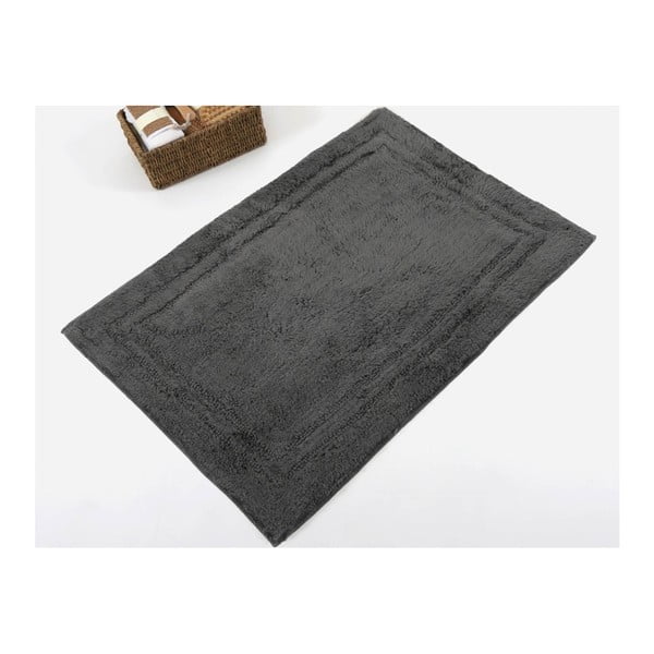 Czarny ręcznie tkany dywanik łazienkowy z bawełny premium Margot, 60x90 cm