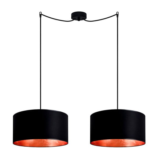 Czarna podwójna lampa wisząca z wnętrzem w kolorze miedzi Sotto Luce Mika, ⌀ 36 cm