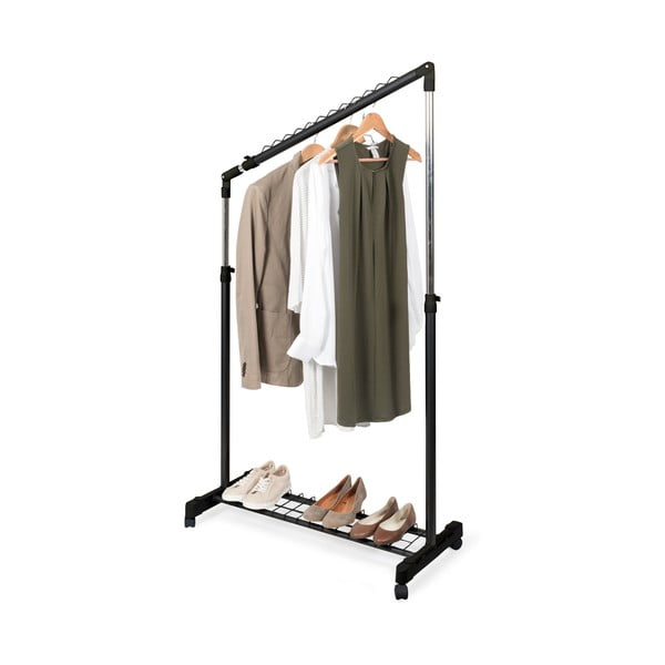 Czarny metalowy teleskopowy/na kółkach stojak na ubrania Under Stairs – Compactor-image-2