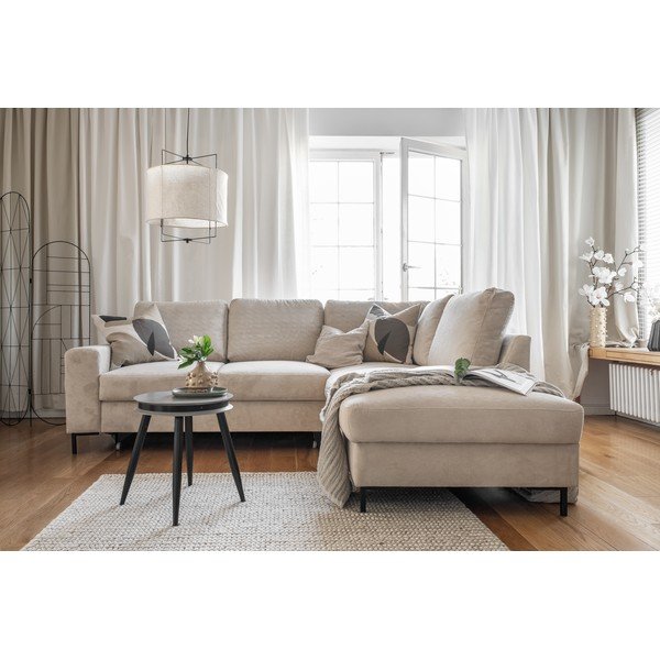 Beżowy sztruksowy rozkładany narożnik (prawostronny) Lofty Lilly – Miuform-image-4