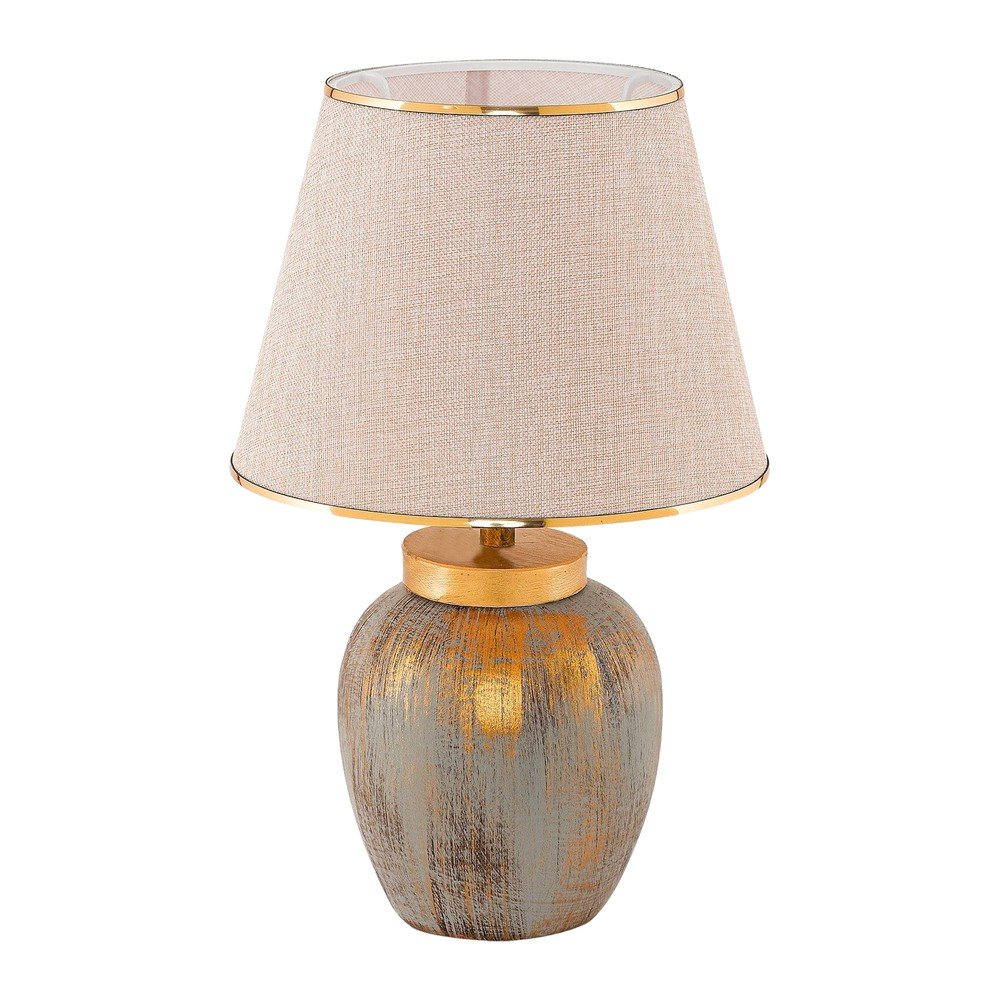 Kremowa/w kolorze złota lampa stołowa z tekstylnym kloszem (wysokość 47 cm) Yakamoz – Opviq lights