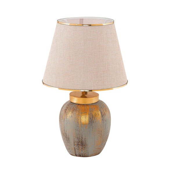 Kremowa/w kolorze złota lampa stołowa z tekstylnym kloszem (wysokość 47 cm) Yakamoz – Opviq lights