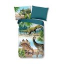 Zielono-niebieska bawełniana pościel dziecięca jednoosobowa 140x200 cm Dino – Good Morning