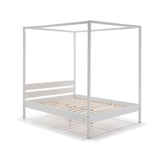 Białe drewniane łóżko Marckeric Dossel, 160x200 cm