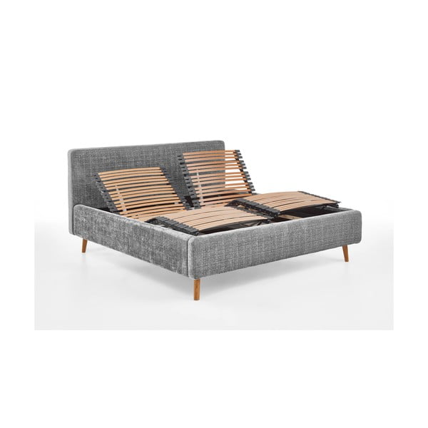 Jasnoszare tapicerowane łóżko dwuosobowe ze stelażem 180x200 cm Primavera – Meise Möbel-image-2