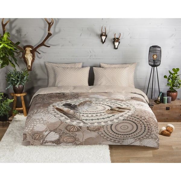 Brązowa flanelowa pościel jednoosobowa 140x200 cm Ringhda – HIP-image-1