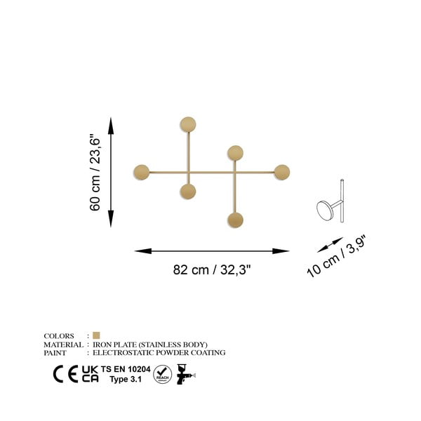 Metalowy wieszak ścienny w kolorze złota Dama-A – Kalune Design-image-4
