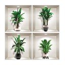 Komplet 4 naklejek ściennych 3D Ambiance Exotic Palm Leaves