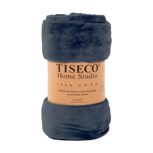 Ciemnoniebieska narzuta z mikropluszu na łóżko dwuosobowe 220x240 cm Cosy – Tiseco Home Studio
