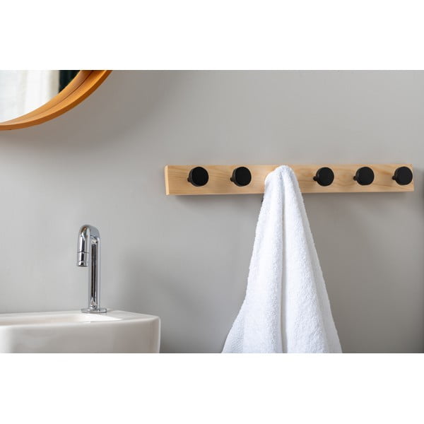 Czarny wieszak ścienny z litego drewna sosnowego Knobs – PT LIVING-image-1
