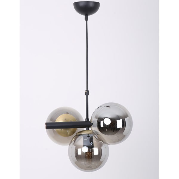 Czarno-szara lampa wisząca ze szklanym kloszem ø 15 cm Cascade – Squid Lighting-image-3