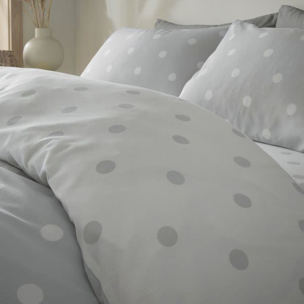 Biało-jasnoszara pościel jednoosobowa 135x200 cm – Catherine Lansfield-image-2
