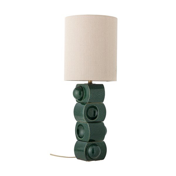 Zielona/kremowa lampa stołowa ceramiczna z tekstylnym kloszem (wysokość 68 cm) Brady – Bloomingville