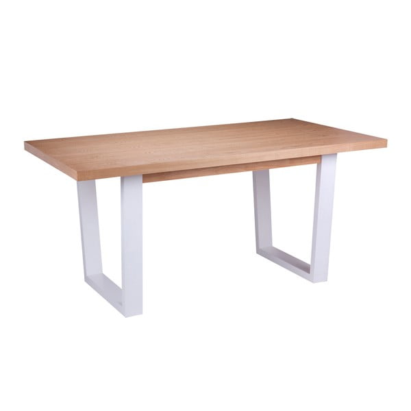 Stół w dekorze drewna dębowego z białymi nogami sømcasa Amber, 180x90 cm