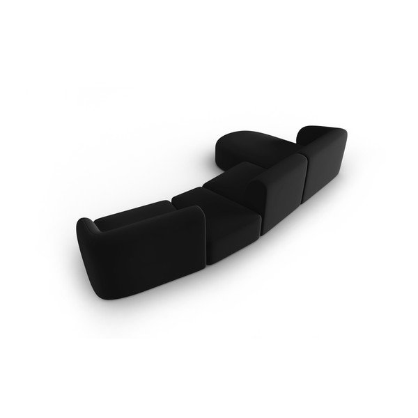 Czarny aksamitny narożnik (lewostronny/z szezlongiem) Paolo – Milo Casa-image-3