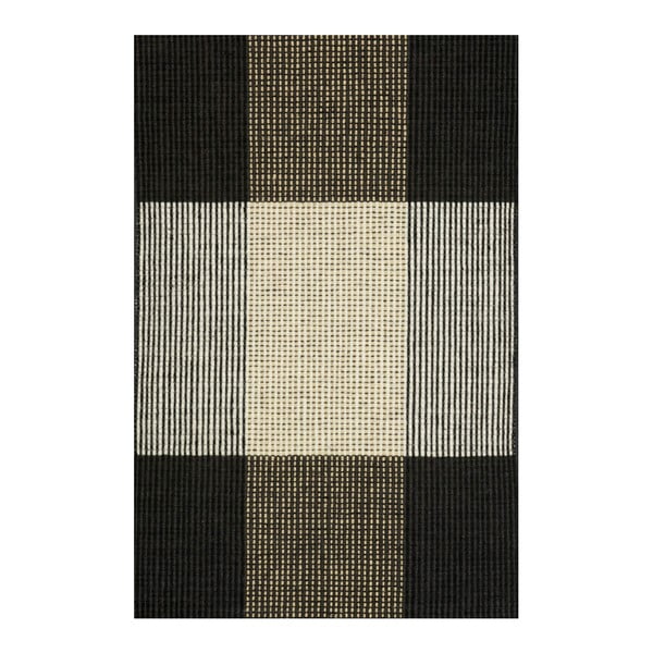 Szaro-brązowy dywan wełniany ręcznie tkany Linie Design Bologna, 50x80 cm