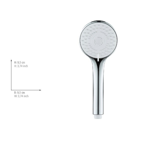 Plastikowa słuchawka prysznicowa w kolorze srebra ø 9,5 cm Uno – Allstar-image-3