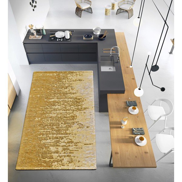 Chodnik odpowiedni do prania w kolorze ochry 55x115 cm Tamigi Oro – Floorita-image-1