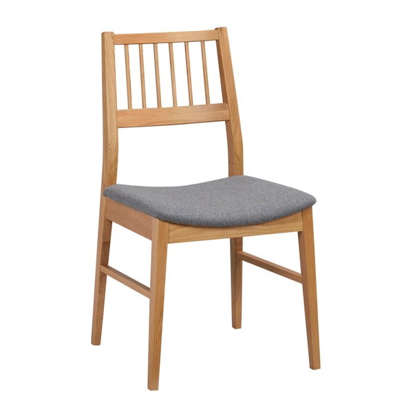 Naturalne krzesło dębowe z szarym siedziskiem Folke Hod