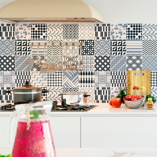 Zestaw 24 naklejek ściennych Ambiance Wall Decal Scandinavian Tiles Kiev, 10x10 cm-image-1